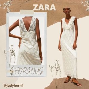 ZARA Romantic Maxi Lace Sleeveless Dress NWOT